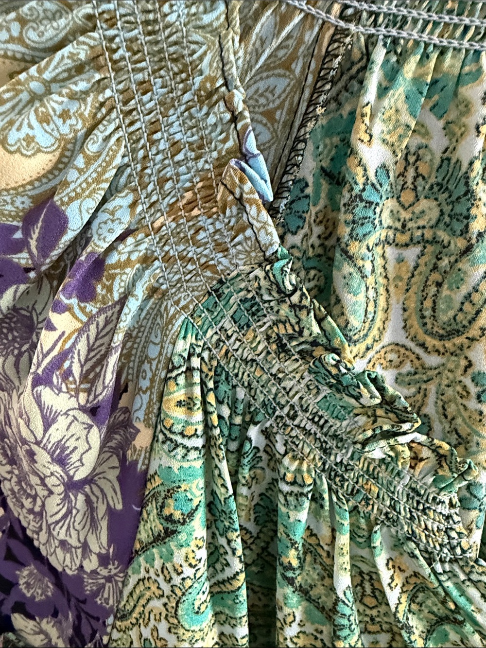 Rose & Olive Green Paisley & Floral Mixed-Print Boho Blouse - Picture 5 of 8